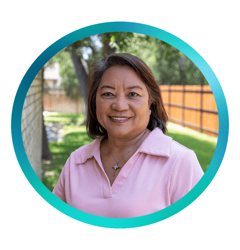 headshot of patient smiling brightly
